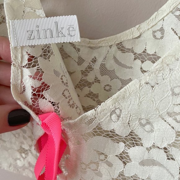 Anthropologie Poasana Cropped Top Size L Ivory Lace Camisole Lingerie By Zinke - Picture 7 of 7